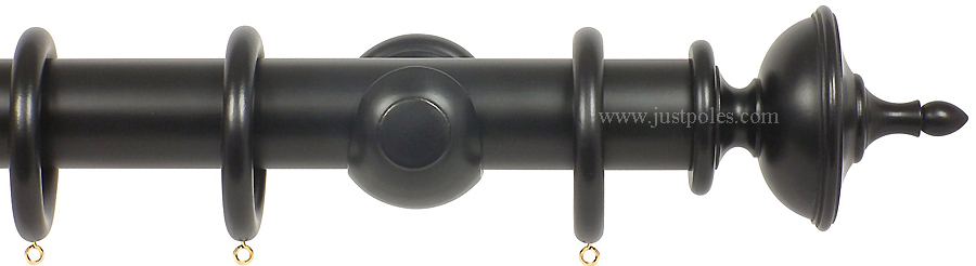 Opus 63mm Wood Curtain Pole Ebony, Urn