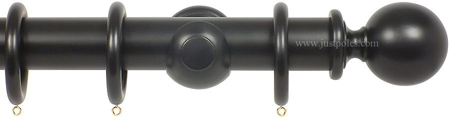 Opus 63mm Wood Curtain Pole Ebony, Ball