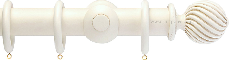 Opus 63mm Wood Curtain Pole Antique Ivory, Twisted