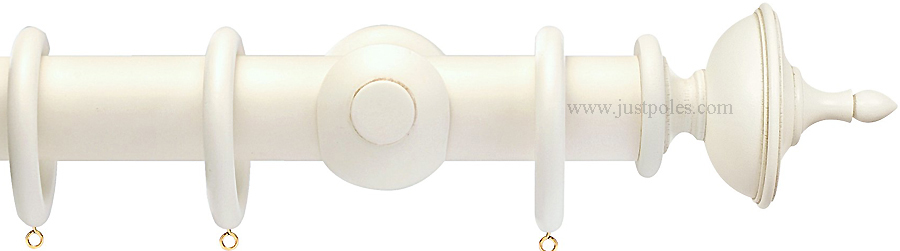 Opus 63mm Wood Curtain Pole Antique Ivory, Urn