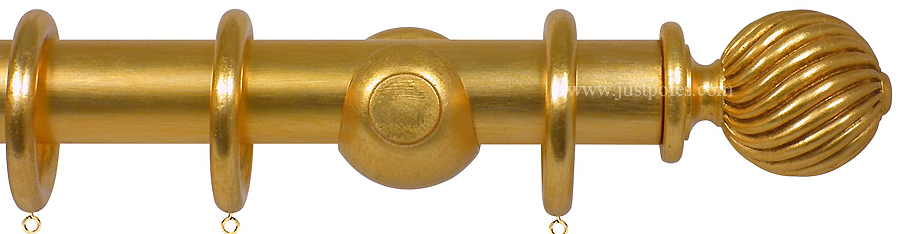 Opus 63mm Wood Curtain Pole Gold Metal Leaf, Twisted