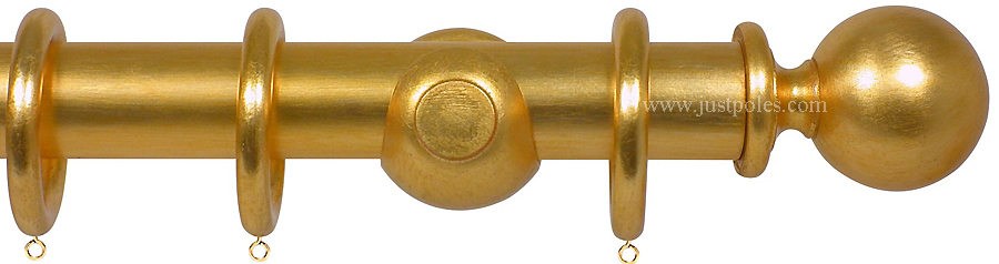 Opus 63mm Wood Curtain Pole Gold Metal Leaf, Ball