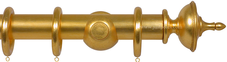 Opus 63mm Wood Curtain Pole Gold Metal Leaf, Urn