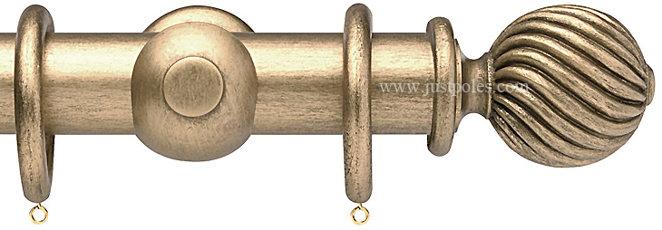 Opus 63mm Wood Curtain Pole Pale Gold, Twisted