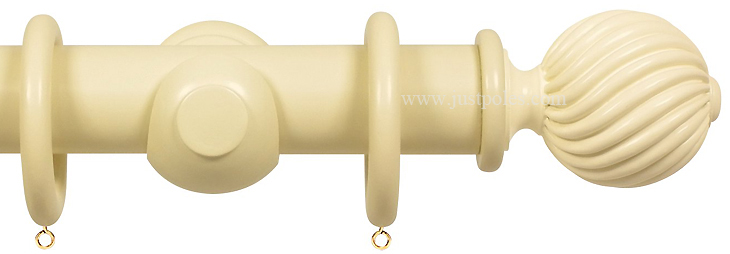 Opus 63mm Wood Curtain Pole Old Cream, Twisted