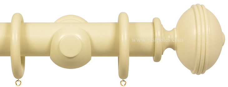 Opus 63mm Wood Curtain Pole Old Cream, Ribbed