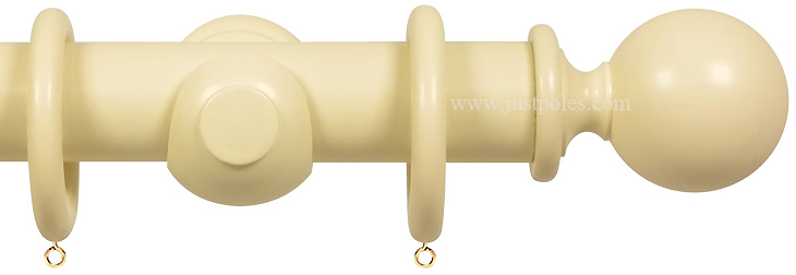 Opus 63mm Wood Curtain Pole Old Cream, Ball