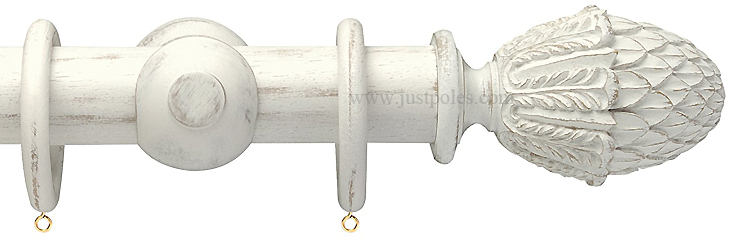 Opus 63mm Wood Curtain Pole Distressed Chalk, Pineapple