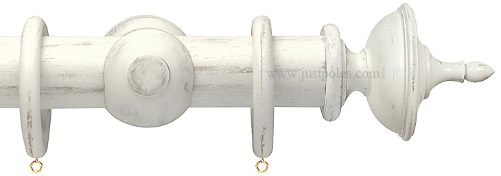 Opus 63mm Wood Curtain Pole Distressed Chalk, Urn