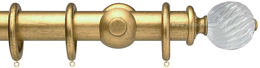 Opus Aria 35mm & 48mm Curtain Pole Antique Gold, Acrylic Twisted/Gold