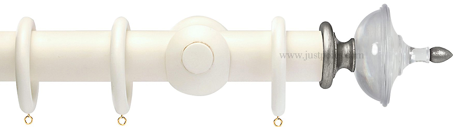 Opus Aria 35mm & 48mm Curtain Pole Antique Ivory, Acrylic Urn/Silver