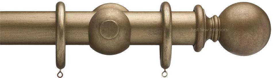 Advent Designs 35mm Metallic Painted Curtain Pole in Antique Gold with Plain Ball finials