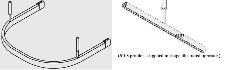 Silent Gliss Shower Rail System 6103 White 'U' Shape