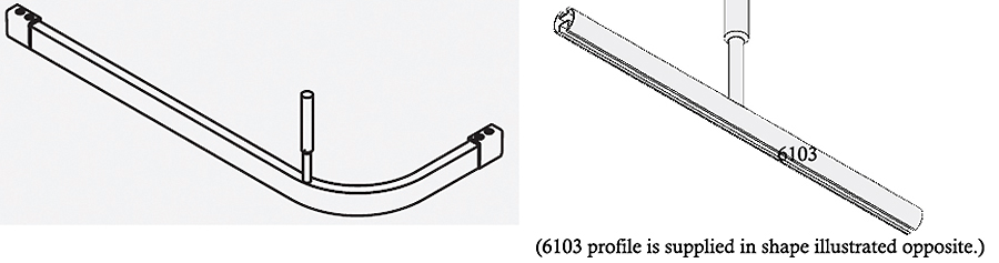 Silent Gliss Shower Rail System 6103 White long 'L' Shape Right