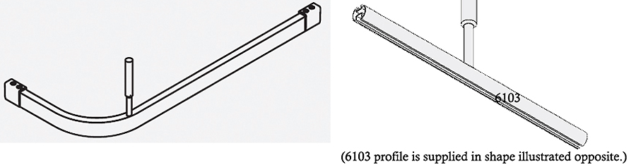 Silent Gliss Shower Rail System 6103 White long 'L' Shape Left