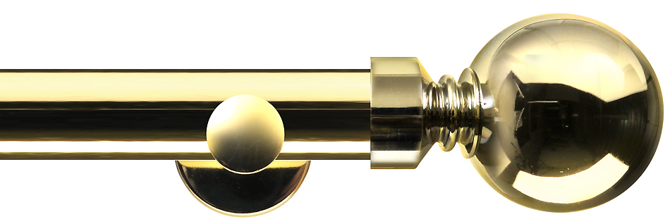 Renaissance Dimensions 28mm Contemporary Eyelet Pole Polished Brass, Plain Ball