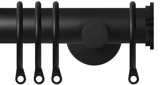 Renaissance Contemporary 28mm Metal Curtain Pole Matt Black, Fynn Endcap