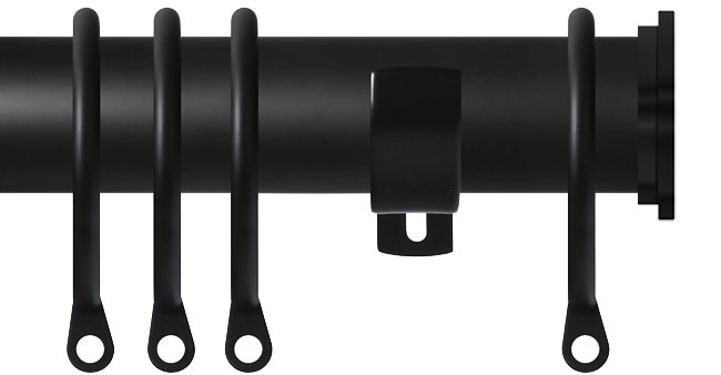 Renaissance 28mm Metal Standard Curtain Pole Matt Black, Fynn Endcap