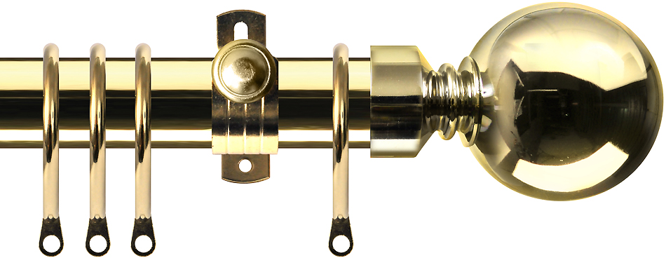 Renaissance Orbit 28mm Metal Curtain Pole Polished Brass, Ball