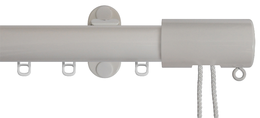 Renaissance 28mm Distinction Corded Metal Curtain Pole White Sheen, Barrel