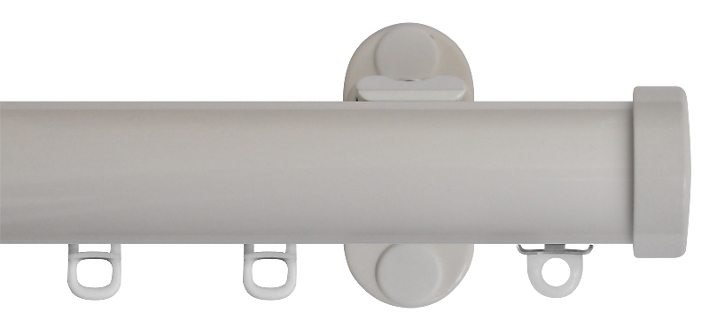 Renaissance 28mm Distinction Metal Curtain Pole White Sheen, Endcap