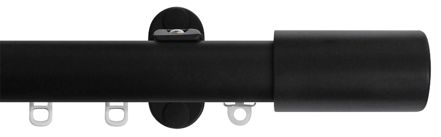 Renaissance 28mm Distinction Metal Curtain Pole Black Sheen, Barrel