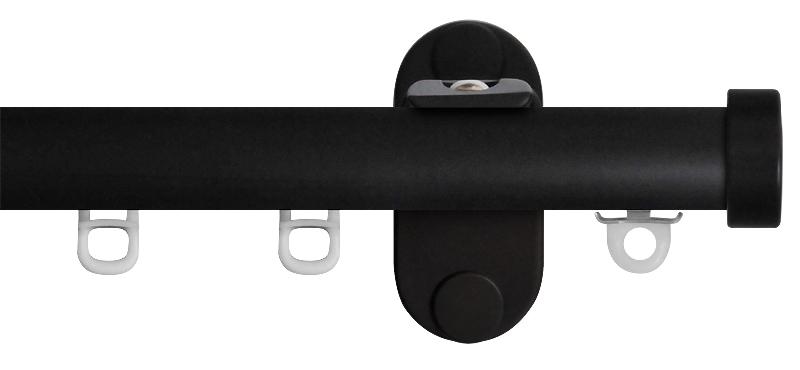 Renaissance 20mm Distinction Metal Curtain Pole Black Sheen, Endcap