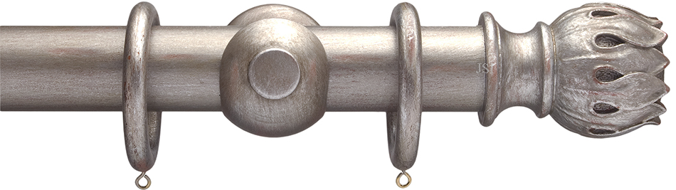 Advent 35mm Curtain Pole Distressed Silver Waterlily