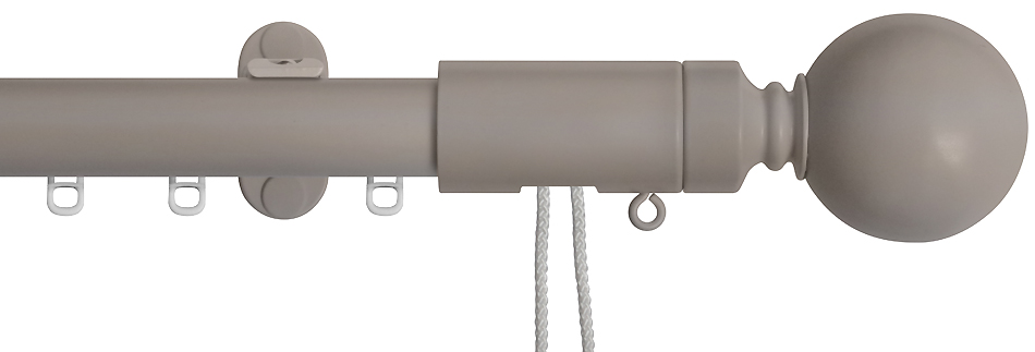 Renaissance 28mm Distinction Corded Metal Curtain Pole Light Grey, Sphere