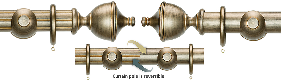 Renaissance Duet 50mm Wood Curtain Pole, Byzantine Bronze, Urn