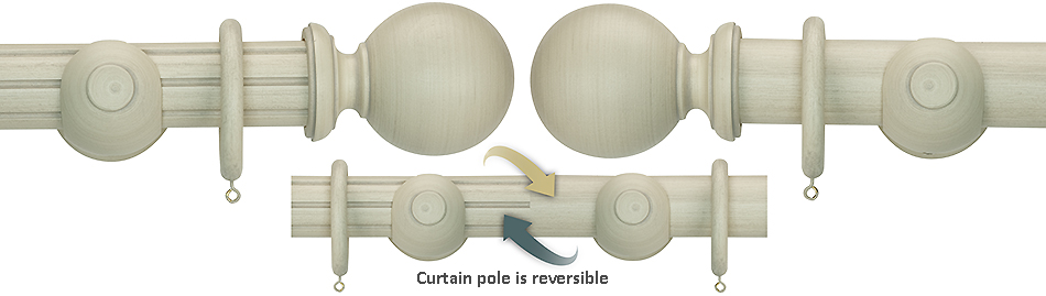 Renaissance Duet 50mm Wood Curtain Pole, Travertine, Ball