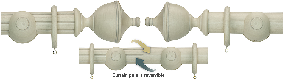 Renaissance Duet 50mm Wood Curtain Pole, Travertine, Urn