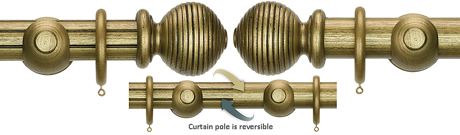 Renaissance Duet 50mm Wood Curtain Pole, Venetian Gold, Beehive