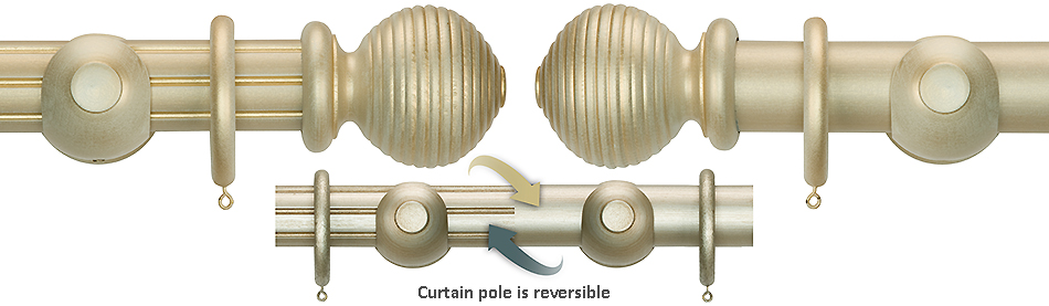 Renaissance Duet 50mm Wood Curtain Pole, Baroque Cream, Beehive