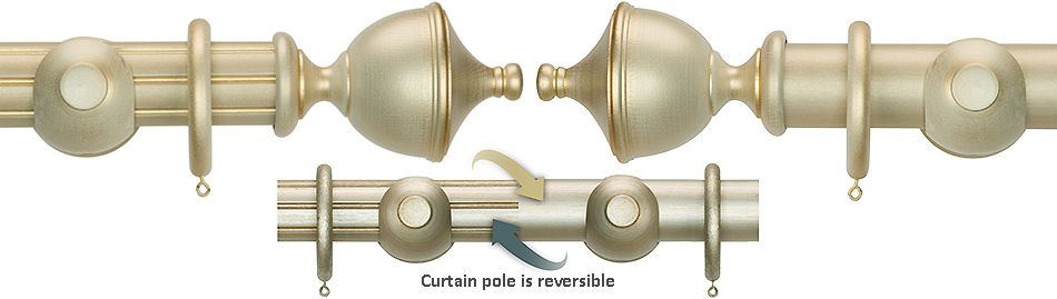 Renaissance Duet 50mm Wood Curtain Pole, Baroque Cream, Urn