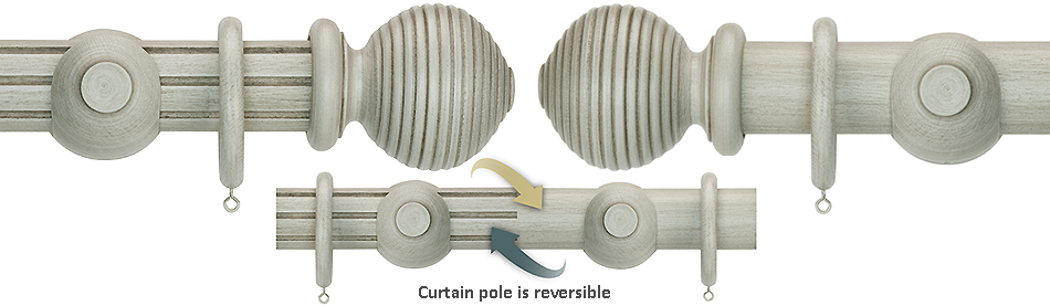 Renaissance Duet 50mm Wood Curtain Pole, Chateau Grey, Beehive