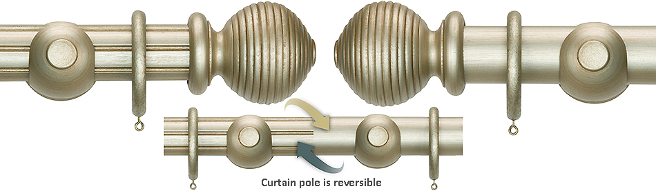 Renaissance Duet 50mm Wood Curtain Pole, Dutch Silver, Beehive