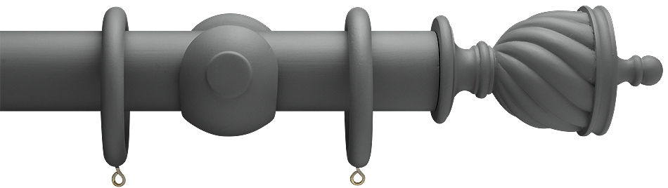 Advent 35mm Curtain Pole Midnight Grey Spiral Urn