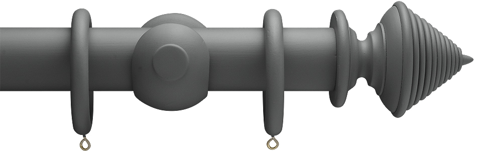 Advent 35mm Curtain Pole Midnight Grey Reeded Cone