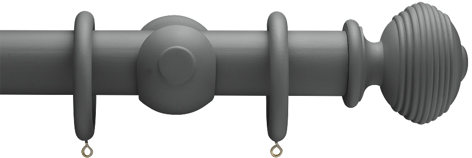 Advent 35mm Curtain Pole Midnight Grey Reeded Ball