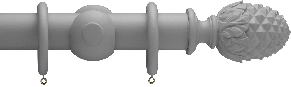 Advent Shades of Grey, 35mm Wood Curtain Pole in Urban Grey with Pineapple finials