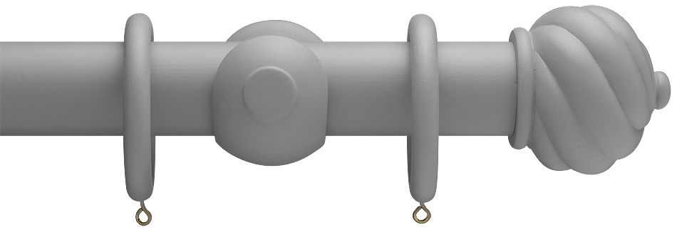 Advent Shades of Grey, 35mm Wood Curtain Pole in Urban Grey with Spiral Ball finials