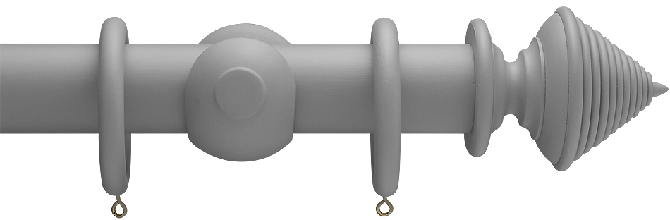 Advent Shades of Grey, 35mm Wood Curtain Pole in Urban Grey with Reeded Cone finials
