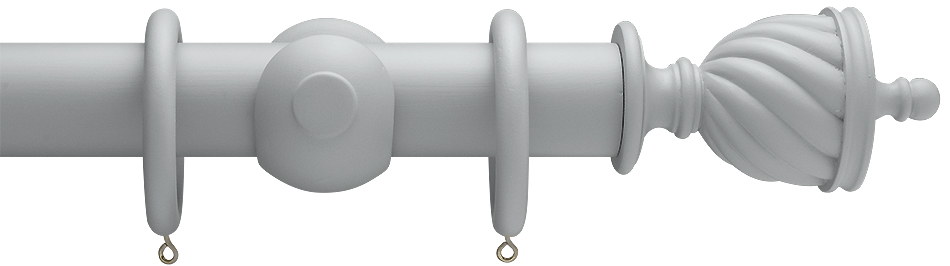 Advent Shades of Grey, 35mm Wood Curtain Pole in Warm Grey with Spiral Urn finials