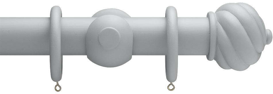 Advent Shades of Grey, 35mm Wood Curtain Pole in Warm Grey with Spiral Ball finials