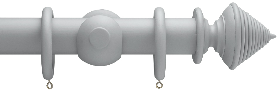 Advent Shades of Grey, 35mm Wood Curtain Pole in Warm Grey with Reeded Cone finials