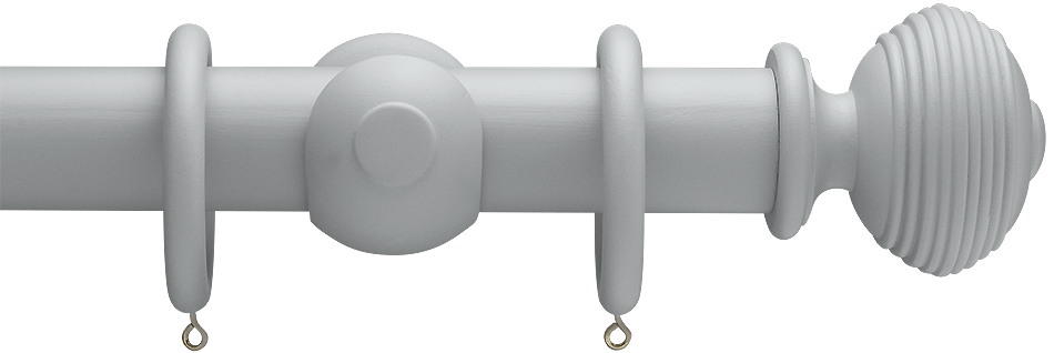 Advent Shades of Grey, 35mm Wood Curtain Pole in Warm Grey with Reeded Ball finials