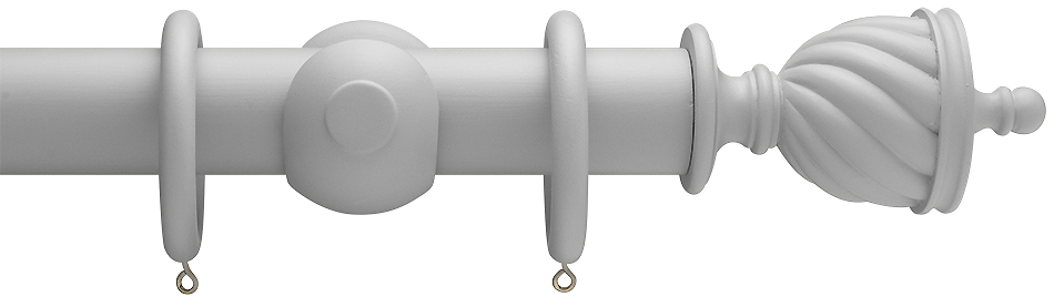 Advent Shades of Grey, 35mm Wood Curtain Pole in Shadow Grey with Spiral Urn finials