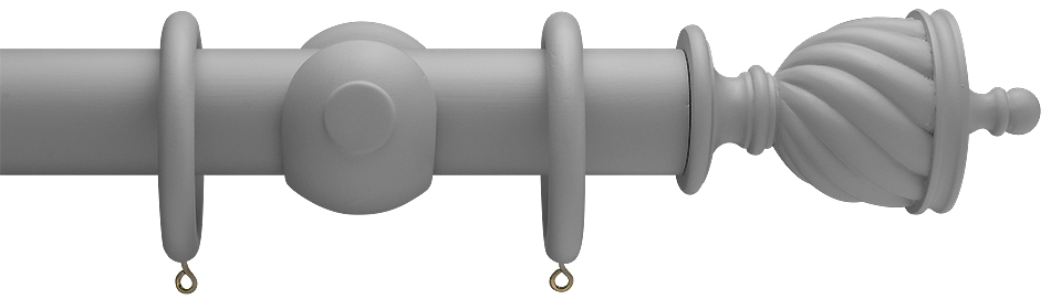 Advent Shades of Grey, 47mm Painted Wood Curtain Pole in Urban Grey with Spiral Urn finials