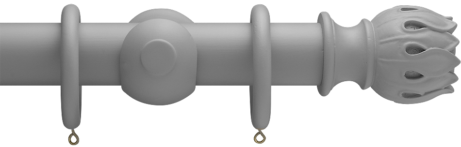Advent Shades of Grey, 47mm Painted Wood Curtain Pole in Urban Grey with Waterlily finials